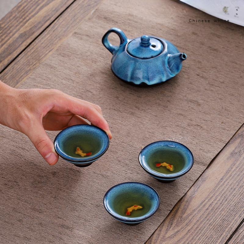 Chinesische Porzellanofenwechsel Keramik Teekanne Teetasse Tragbares Kung Fu Tee Set Geschenk