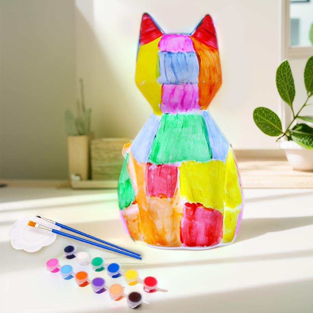 Pictează-ți propria lampă Pisică/Cerb Kit de Artă Kit de Pictură Meșteșuguri DIY Pisică/Cerb Lumină de Noapte pentru Copii 6-12