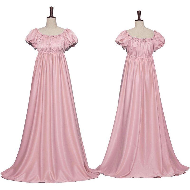 New Bridgerton Dress Medieval Retro Ball Gown Long Dress Cosplay Stage Performance Costume 2202 Long Bridgerton Pink Dress XXL