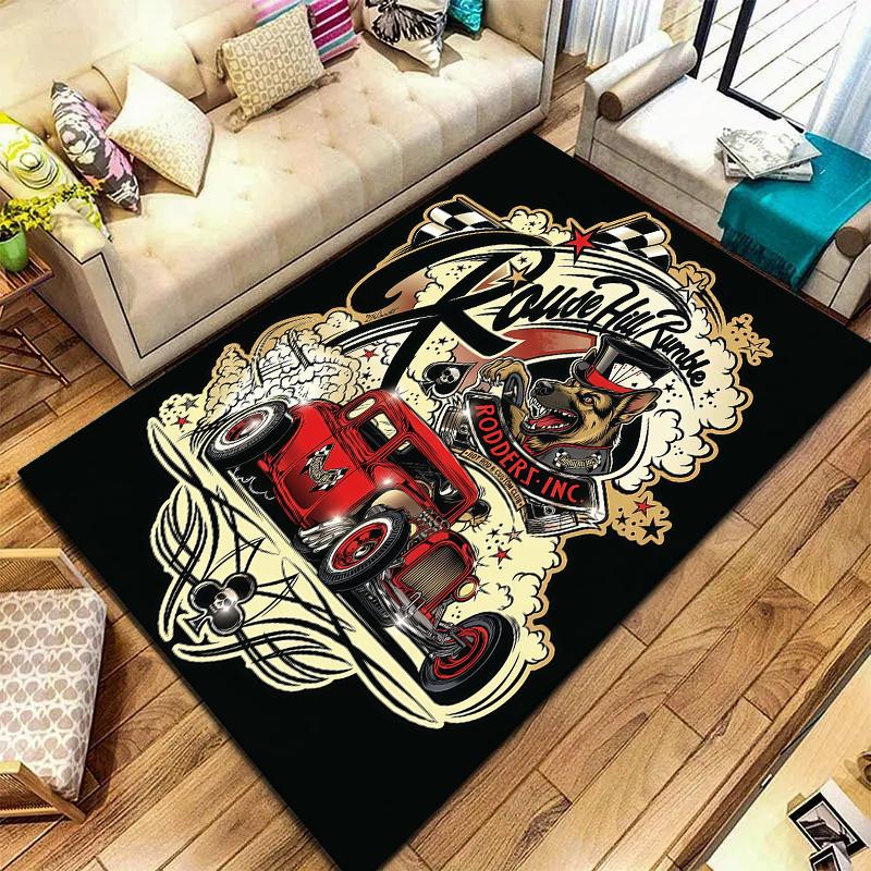 Street graffiti car Pattern Square Carpet,Area Rug,Carpet Rug for Living Room Bedroom Sofa Playroom Decor,Non-slip Floor Mat,Holiday Birthday Gifts