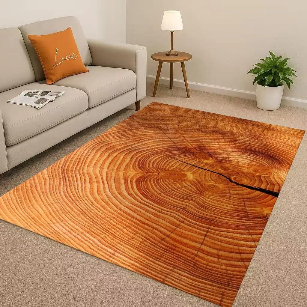 Classic Wood Grain Tree Growth Ring Brown Gray Living Room Non-Slip Area Rug Carpet For Bedroom Playroom Sofa,Home Decor Doormat