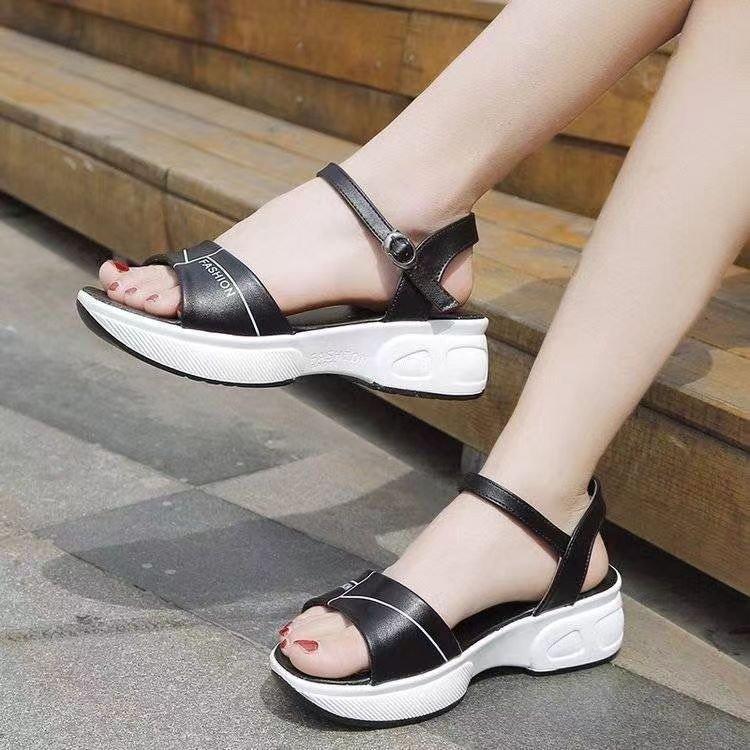 Fashion Clogs With Heel Comfort Shoes for Women High Sandals Female Increasing Height Muffins shoe 2024 Summer Thick High-heeled Flat Be