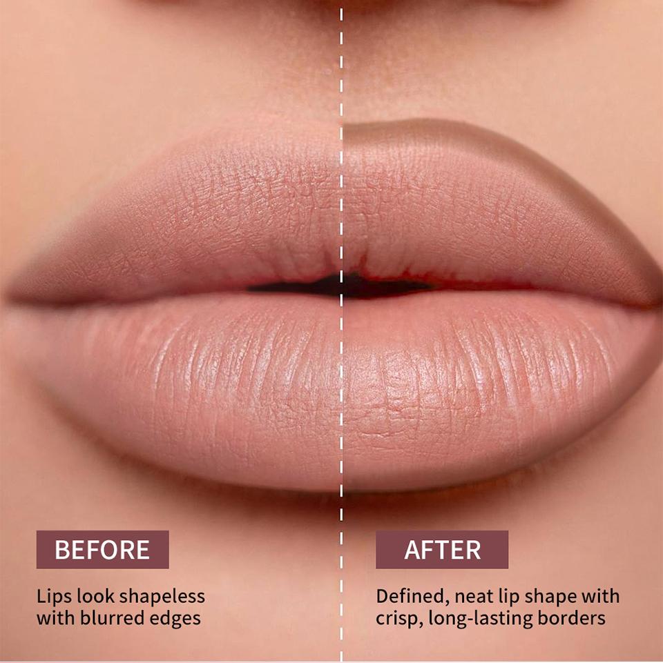 Lakerain Contorno Labbra Tinta Labbra Penna Anti-macchia Non Si Attacca alla Tazza Labbra Idratanti Trucco Labbra Cosmetico 2-in-1 Tinta Labbra & Matita