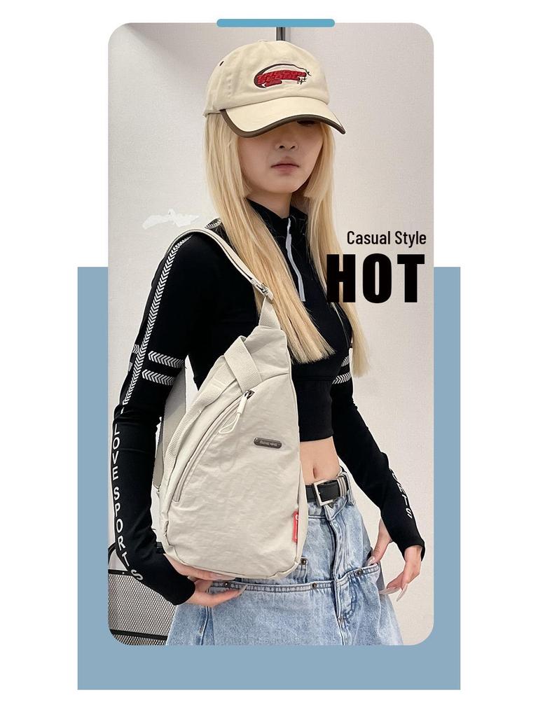 Trendige Damen Nylon Crossbody Brusttasche mit breitem Riemen und hochwertigem Buchstaben-Design