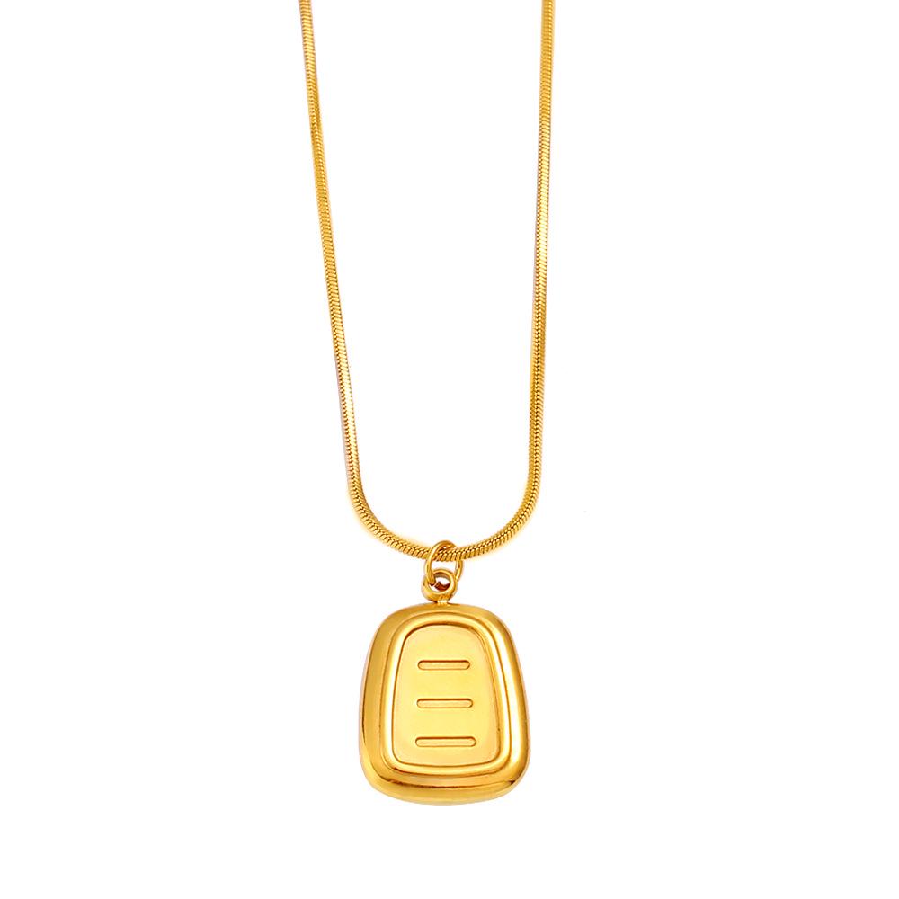 Stainless Steel Square Pendant Necklace & Earring Set - Minimalist, Fashionable, High-End Jewelry