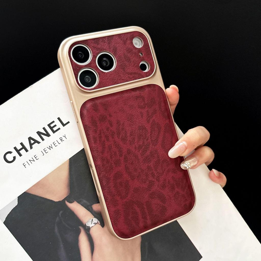 Leopard Print iPhone 16 Pro Max Drop-Proof Protective Case with 17 Stickers