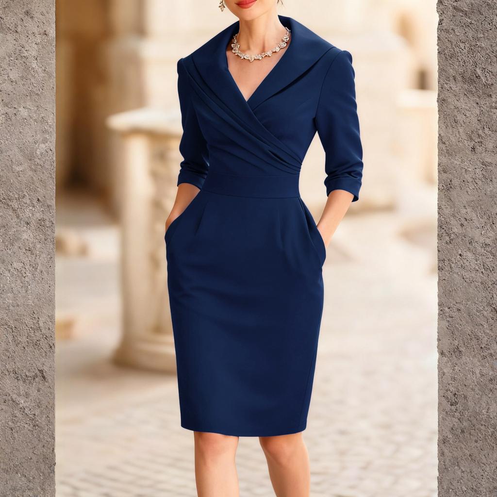 Damen Freizeitmode R-Ausschnitt 3/4 Ärmel Retro Weihnachtsprint Retro Kleid