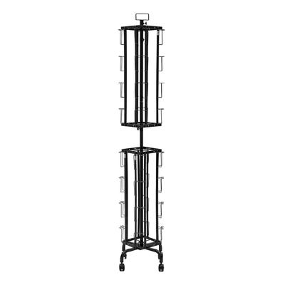 Suporte de Exibição para Cartões de Cumprimentos, Suporte de Exibição Rotativo de Postais e Folhetos com 32 Bolsos, Suporte de Exibição de Cartões Giratório 360° com Porta-Sinal e 4 Rodas (2