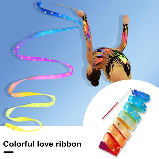 Rhythmic Gymnastics Ribbon Vibrant Color Extra Soft Smooth Flexible Dancer Wand Twirling Dance Streamer for Kids