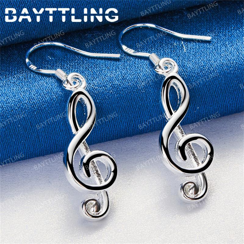 Luxurious 925 Sterling Silver Fine Note Earrings for Women Fashion Wedding Gift Accessories Jewelry