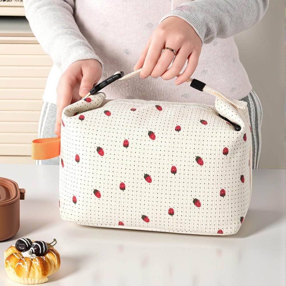 Waterproof Floral Corduroy Lunch Bag Floral Printed Picnic Bag Outdoor Camping