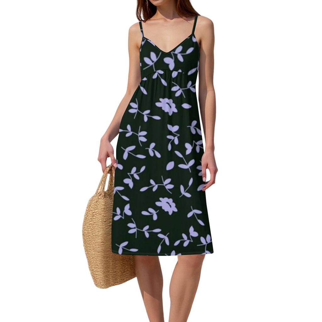 Women's Spaghetti Strap Backless Bow Loose Casual Beach Holiday Dress Sundress