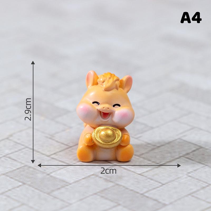 2026 Год Фигурки Миниатюры Мультяшная Счастливая Лошадь Микроландшафт Салон Автомобиля Домашний Настольный Декор Комнаты Подарок