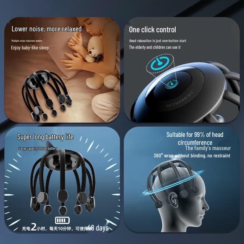 Hezheng Wireless Octopus Head Massager