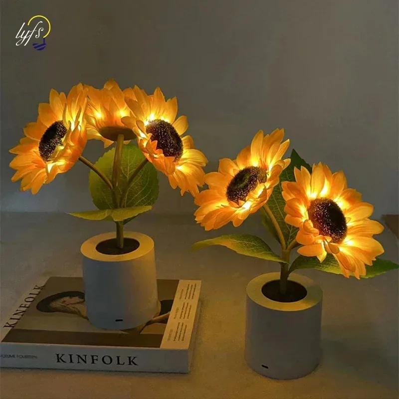 1 Pezzo Luce Notturna a 3 LED Ricaricabile Luci Girasole Illuminazione Interna Camera da Letto Comodino Scrivania Decorazione Lampada da Tavolo Lampade Notturne