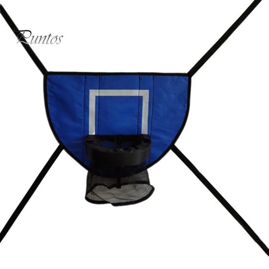 1 sada trampolínového basketbalového koše se 3 mini míčky, opěrka a pumpa odolná vůči povětrnostním vlivům Snadno sestavitelná dětská sportovní zábava Trampolínové příslušenství pro