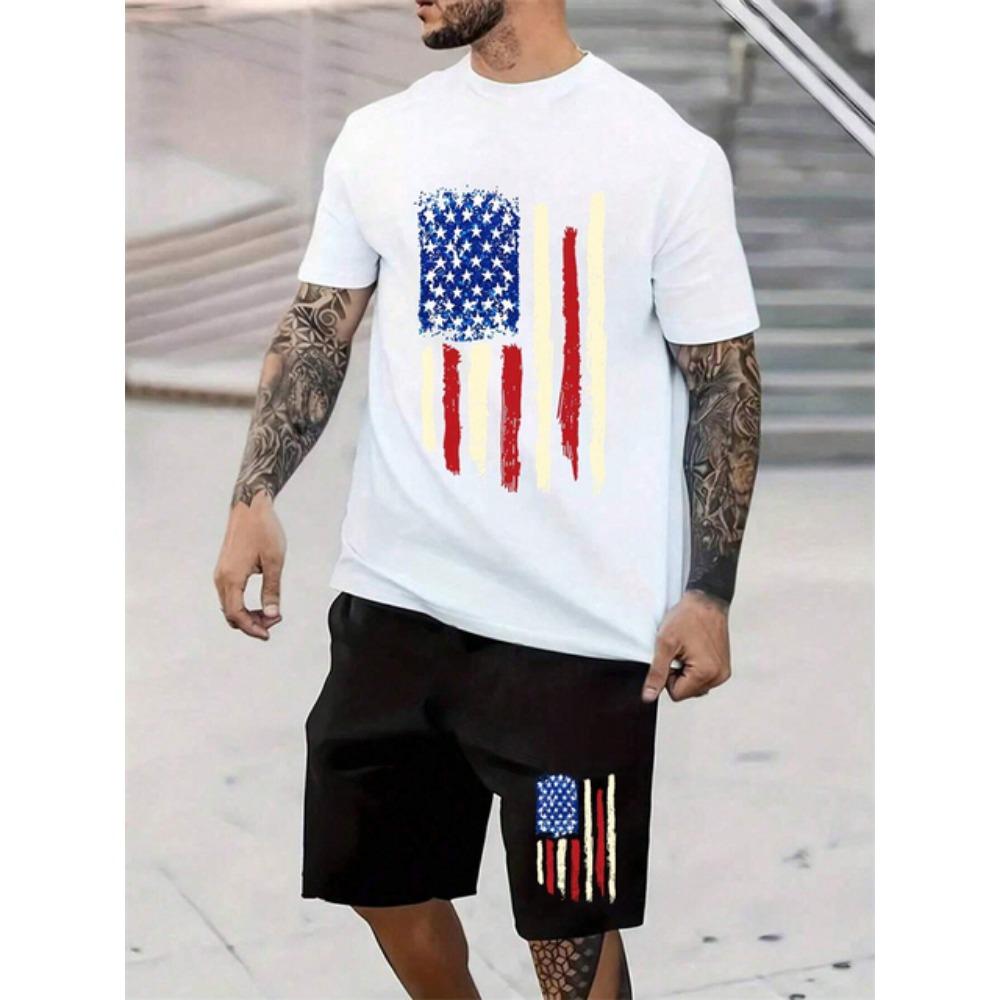 Men's King Printed Crewneck T-Shirt Fashion New 2024 Men's Short Sleeve Shorts 2-Piece Summer Outdoor Street Activity Suit