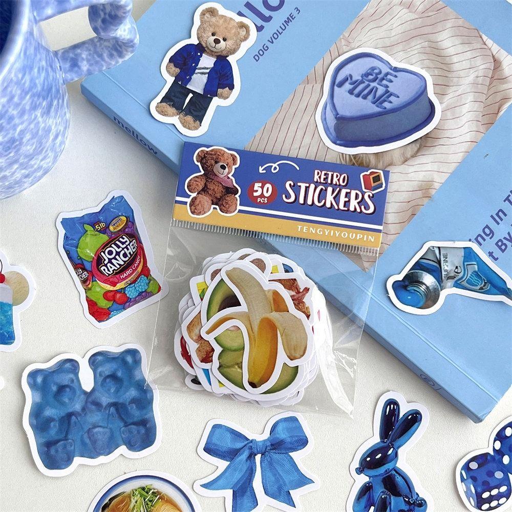 

50 Pcs/Bag Cute American Retro Sticker Ins Refrigerator Decal Multiple Types Dog Stickers Notebook style 2