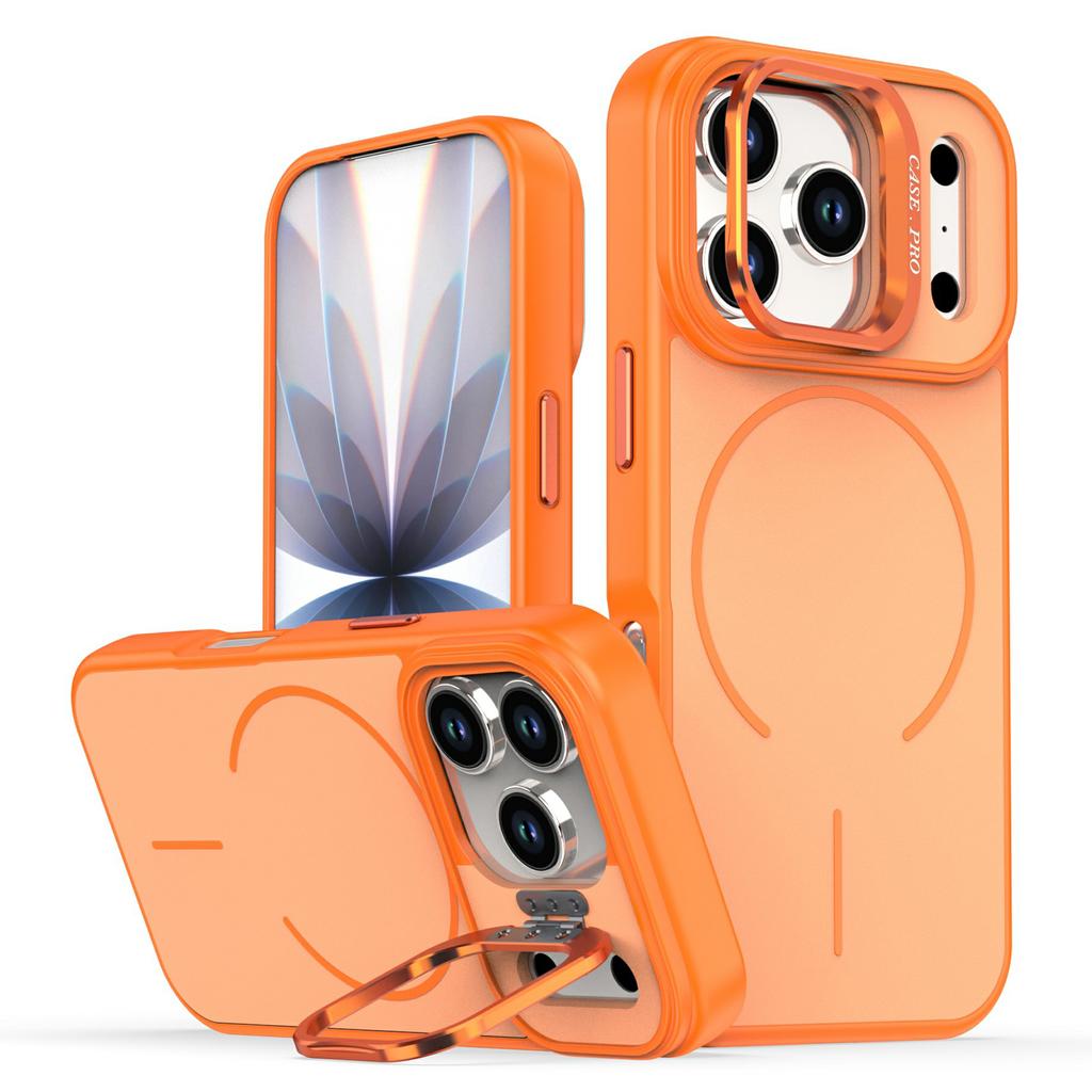For iPhone 17 Pro Case Compatible with MagSafe Skin-touch PC + TPU Phone Cover with Foldable Kickstand