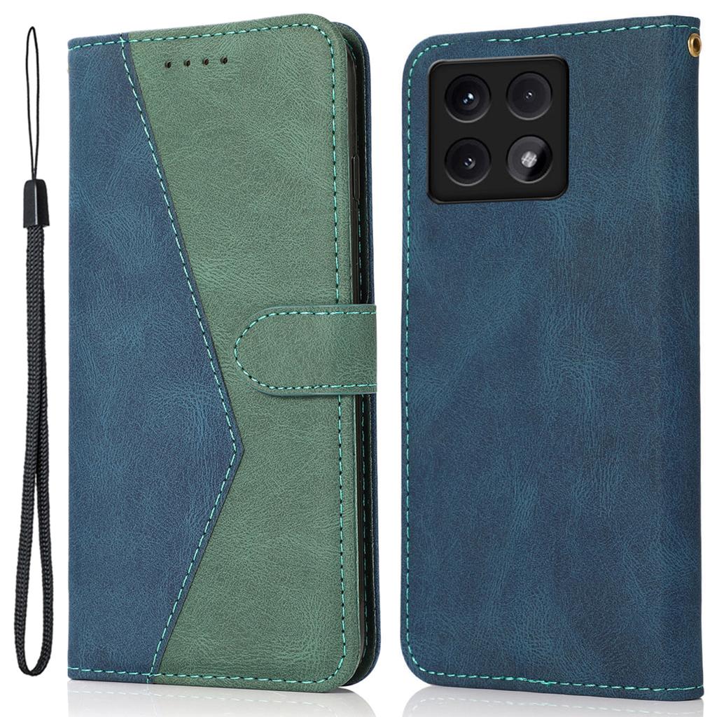 For Xiaomi 14T Cover Color Splicing Wallet Stand Leather Phone Case with Wrist Strap