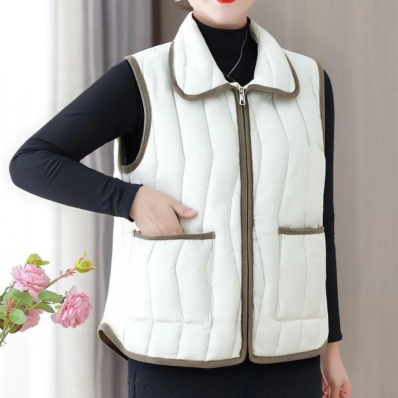 Lapel New Autumn and Winter Loose Thickened Versatile Jacket Vest Mother's Warm Waistcoat Casual Vest