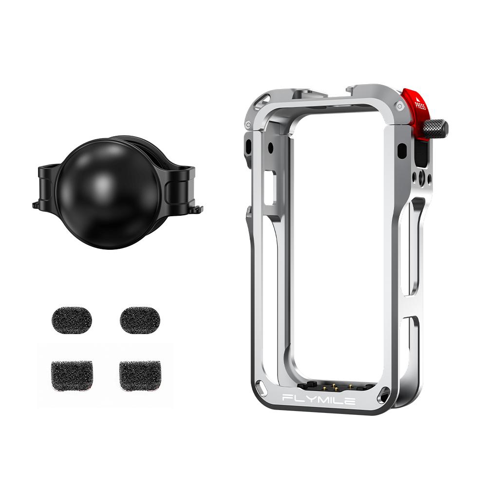 Flymile X6 Cage Metal Protective Case for Insta360 X6 Accessories Camera Aluminum Alloy Frame Cage with Silicone Lens Cover