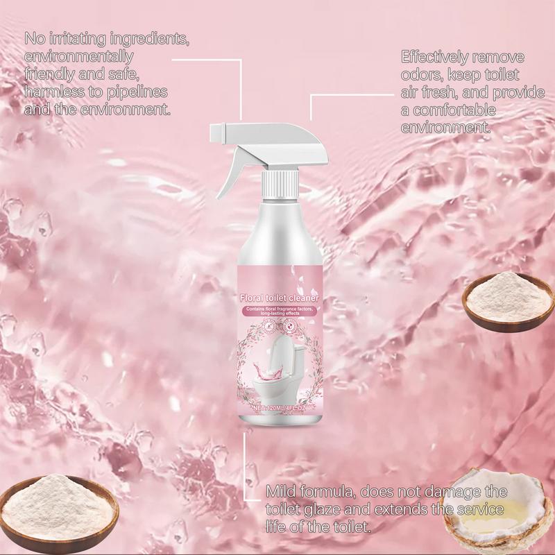 Spray Detergente per Bagno 120ml Spray Delicato per Bagno Profumo Floreale Detergente per Vasca Efficiente Articoli per la Pulizia della Casa Per Lavandini Specchi