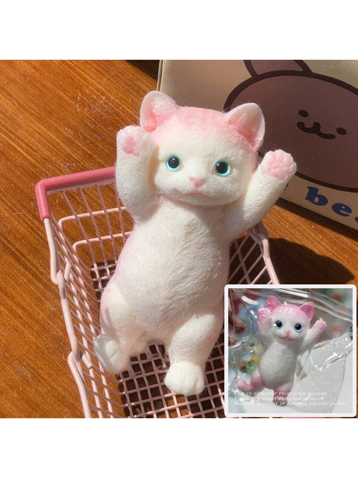 

Cute Cat Press Shy Cat Fluffy Lifelike Cat Stress Ease Plaything Simulation Cat Doll Squeeze Slow Rebound Toy Gift For Kids Adult