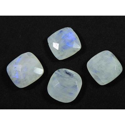 16X16MM Natural Rainbow Moonstone Briolite Square Loose Gemstone 4Pcs Lot RML-910