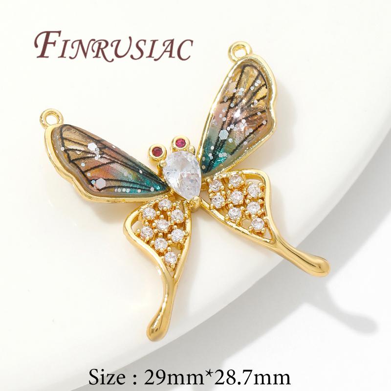 18K Real Gold Plated Connectors For Jewelry,Butterfly Charms For Jewelry Making Pendant For Needlework,DIY Necklace Accessories