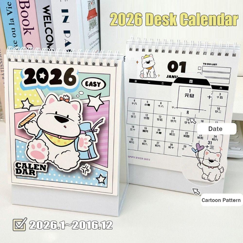 Cartoon Dog 2026 Desk Calendar Memo Notes Monthly Calendar Learning Plan Calendar  Work Scheduling
