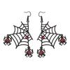 Exaggerated Halloween Spider Web Hook Earrings Punk Style Red Rhinestone Earrings New Trendy Jewelry For Women