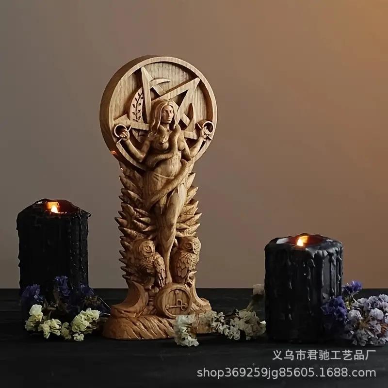 Goddess Witch Serpent Statue Hand Carved Resin Gothic Altar Sculpture Home Table Centerpiece For Goth Home Decoration