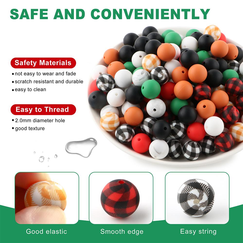 5Pcs 15mm Round Leopard Silicone Printed Beads For Jewelry Making DIY Keychain Necklace Bracelet Jewelry Accessories