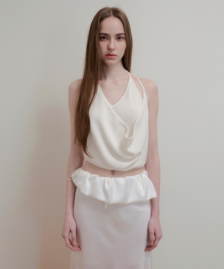 Aobteu Layered Halter Neck Knit - Off White