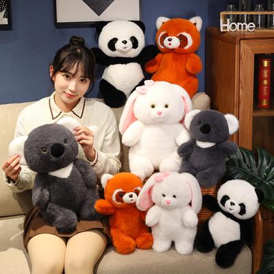 Cute Articulated Raccoon Koala Rabbit Doll Plush Toy Black and White Panda Doll Ragdoll Birthday Gift