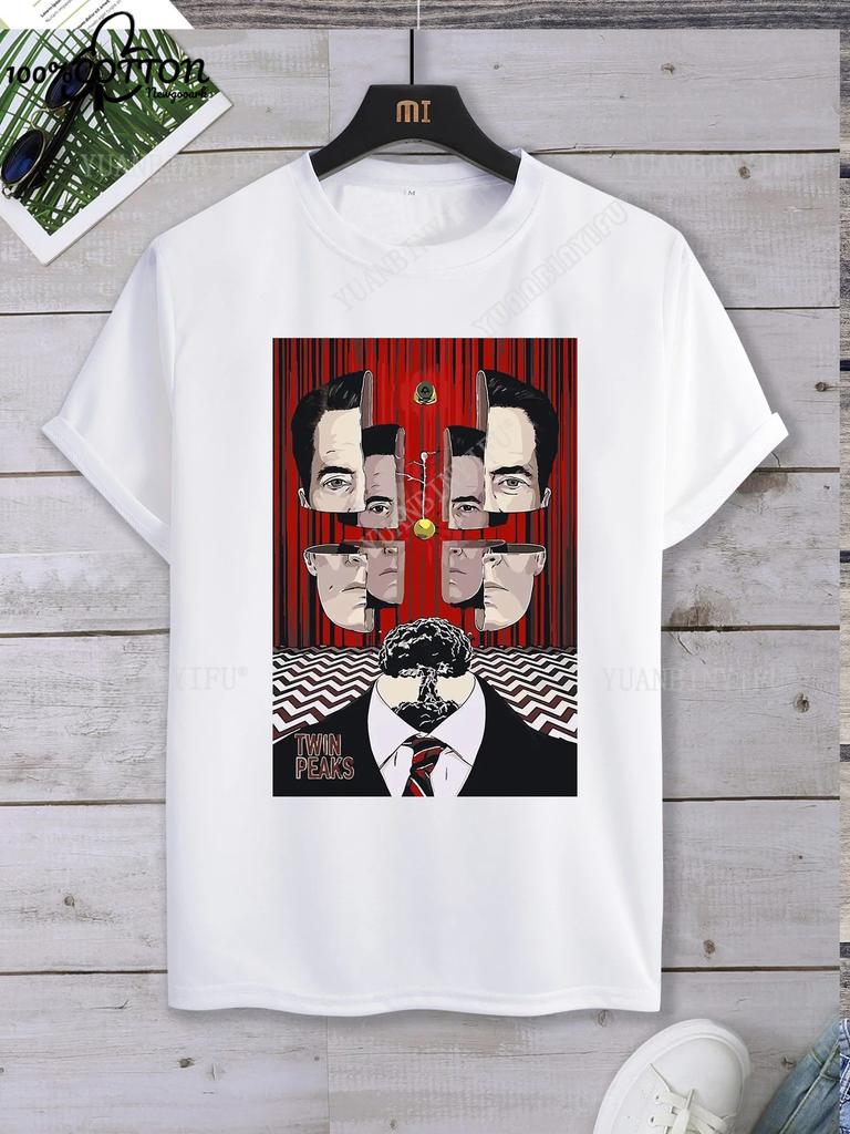 Classic Harajuku Twin Peaks Printed Unisex Cotton Shirt Loose T-shirt Top Short Sleeve O-neck Street Fashion Hot Product