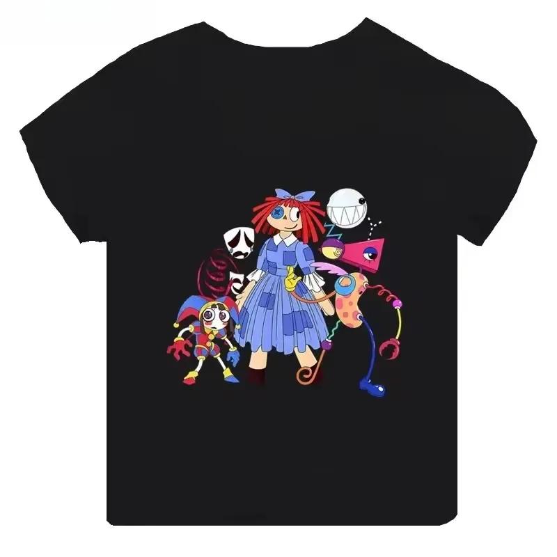 Summer Cotton Children T-Shirts The Amazing Digital Circus Short Sleeve Boy Girl Cartoon Pomni Baby Top Casual Kids Clothes Tees
