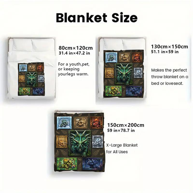 Triceratops Collection 2D Flat Pattern Flannel Blanket, High quality All Seasons, Home Decor, Warmth and Comfort, Perfect for Christmas Gifts.