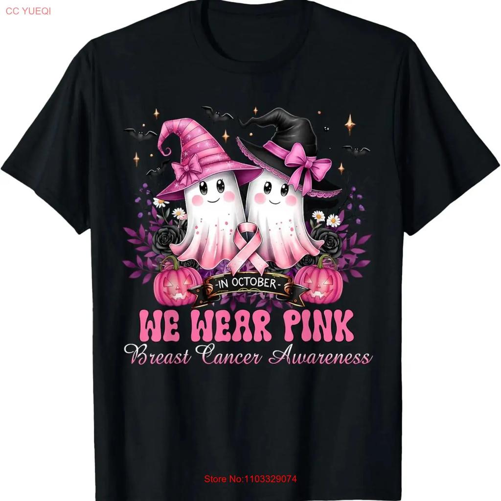 Breast Cancer Halloween for Women in October We Wear Pink T Shirt BESTSELLER vintage Washed Casual Stretched graphic Versatile