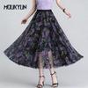 Summer Chiffon Skirt Long Plus Size Bohemian Floral Big Swing Female Beach Skirt Long Skirt Women's A-line Skirts