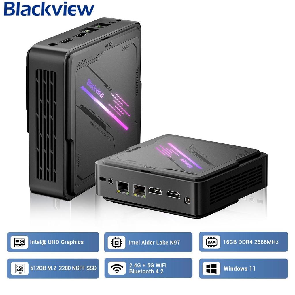 Blackview MP90 Mini-PC Intel Alder Lake N97 6GB RAM 512GB/1TB SSD Leiser Betrieb 39dB Windows 11 Pro