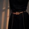 Elegant Metallic Rose Flower Elastic Waist Belt For Sweaters And Dresses