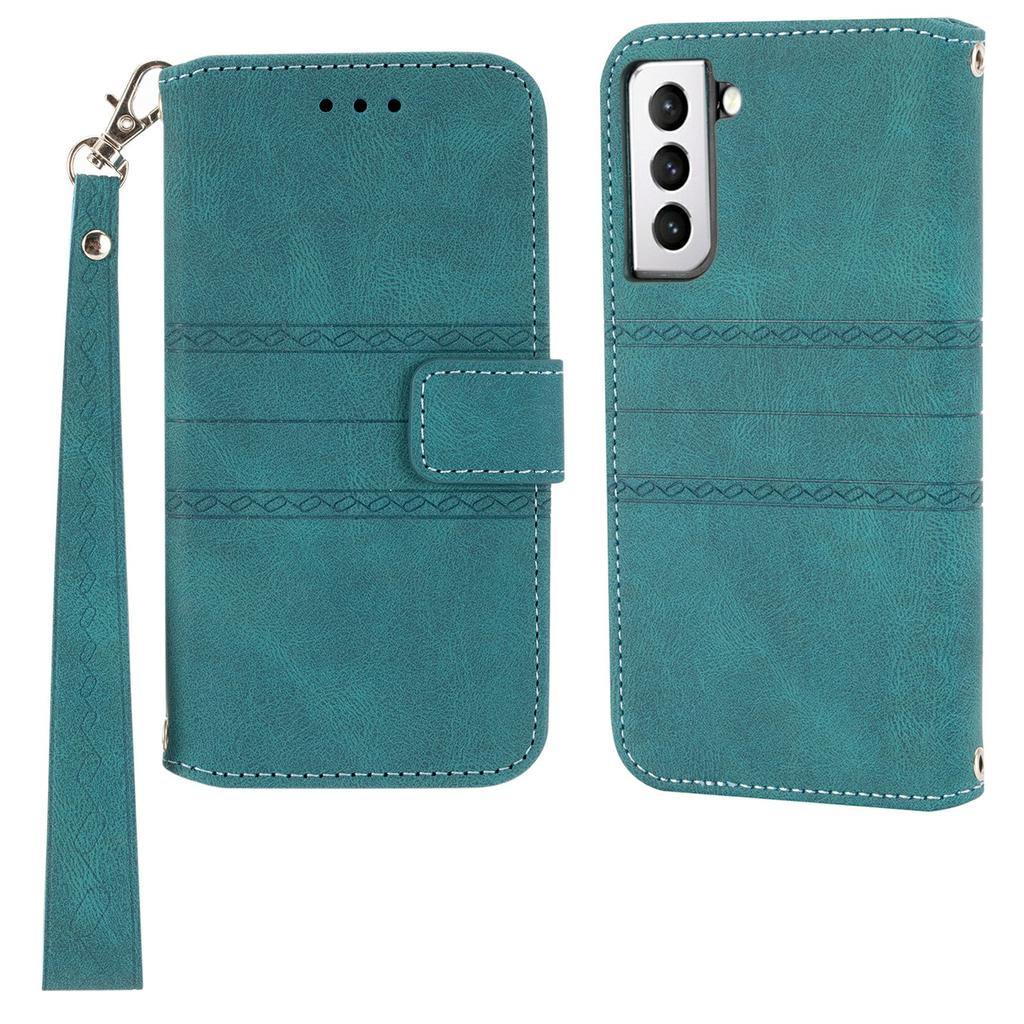 For Samsung Galaxy S25 Case Wallet Skin-Touch Leather Imprinted Phone Cover