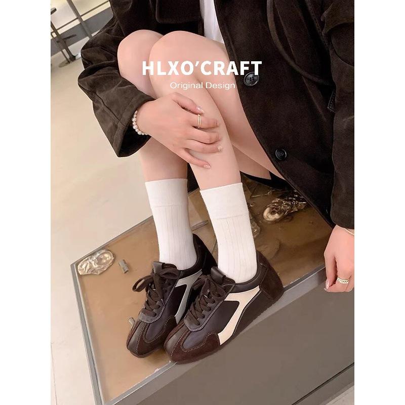 Sheepskin version~ inner height increase 5cm lace-up German training shoes women's 2025 new retro versatile Forrest Gump shoes casual sports shoes