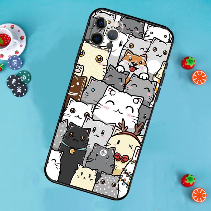 Funny cute cats Phone Case For iPhone 17 Air 16 15 14 13 11 12 Pro Max 13 12 mini 15 16 Plus 16e Cover Funda
