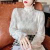 Halbhoher Kragen Spitzen-Unterhemd Damen Langarm Gepolstert Herbst und Winter Yankee Take Top Slim Warmes Shirt