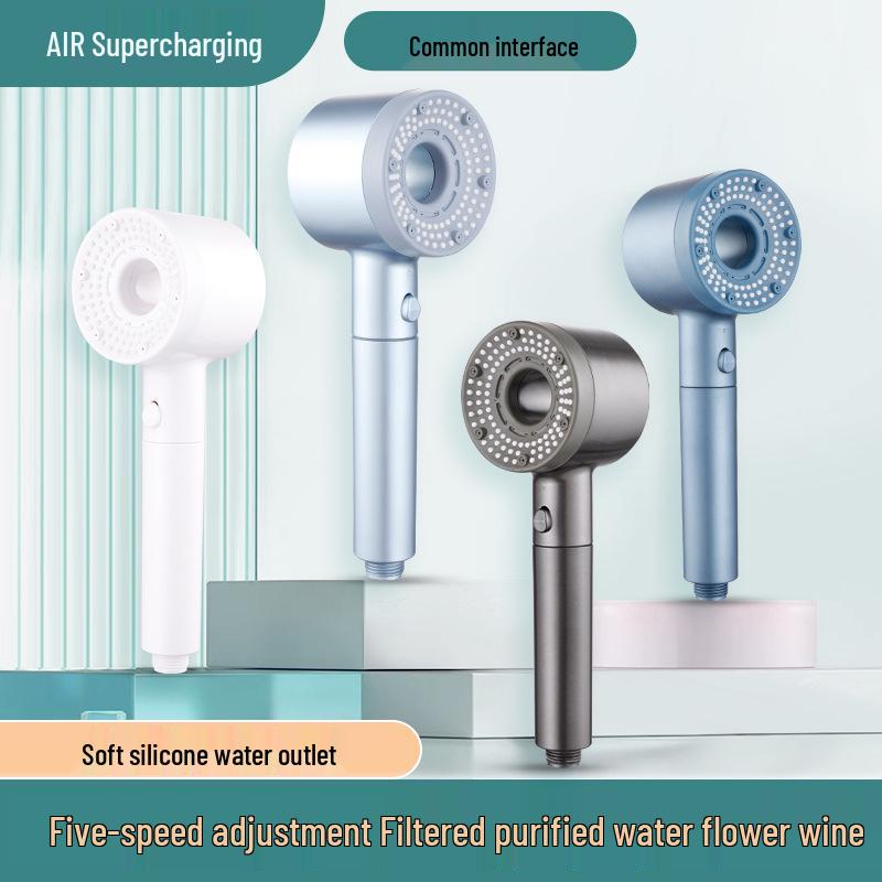 

Dai Yu Multifunctional Booster Shower Head with One-Button Stop Jade White Shower Head