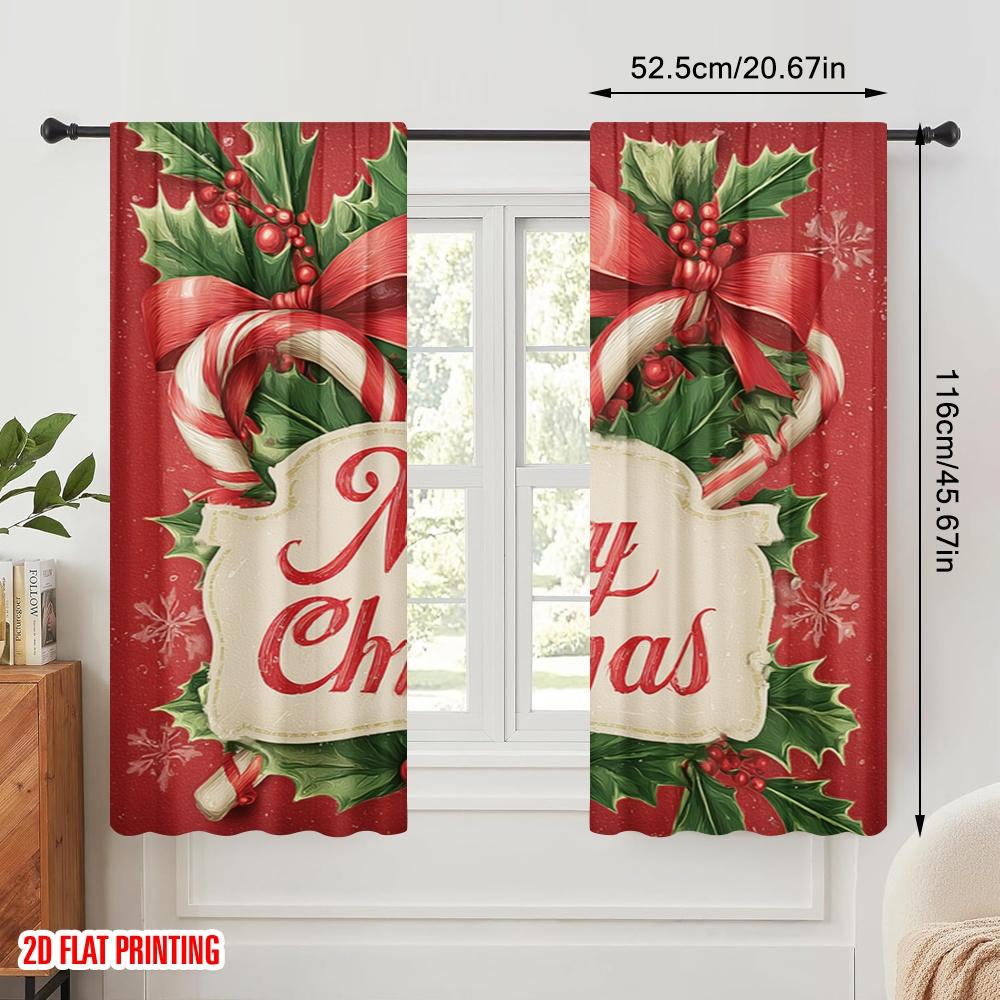2pcs,2D plane printing Curtain Fabric Tropical Beach Santa Surf1 Versatile Fabric (without rod) Festive Perfect for Study,
