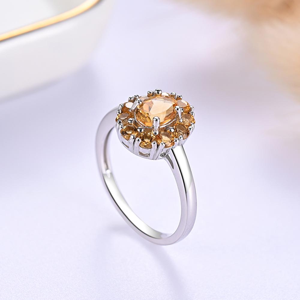Brilliant and Elegant Natural Citrine 925 Sterling Silver Ring for Ladies' Birthday and Anniversary Gifts